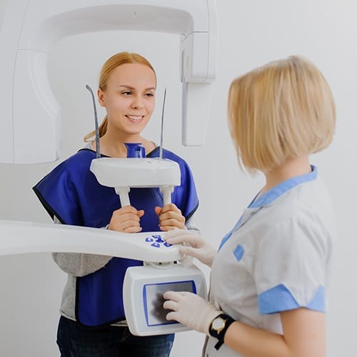 Patient receiving C T cone beam scaner